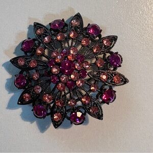 Vintage Floral Pink and Purple Brooch